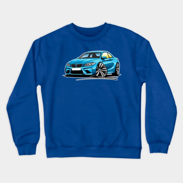 BMW M2 (F87) Blue Caricature Car Art Crewneck Sweatshirt by y30man5